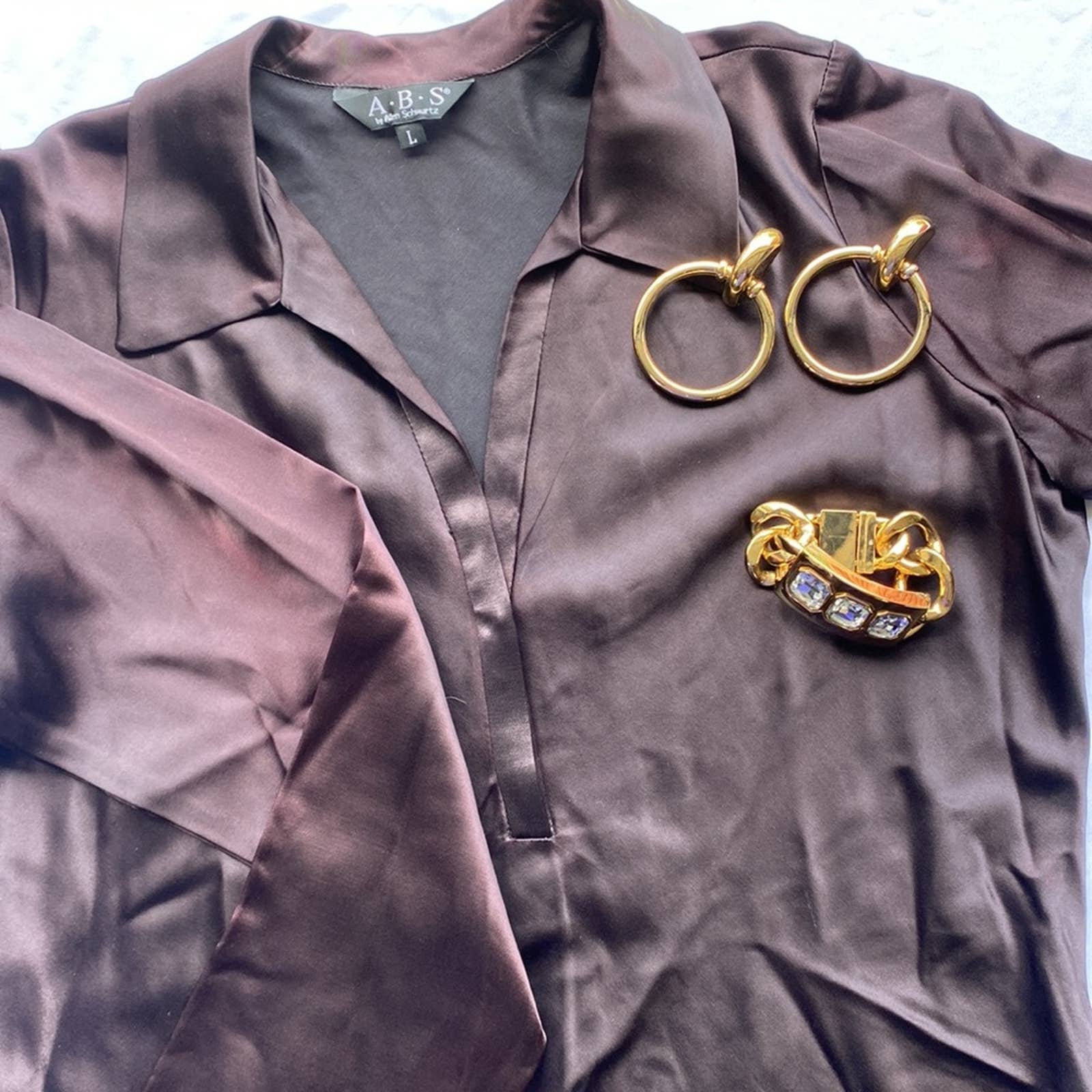 Abs By Allen Schwartz Shimmer Shirt Size Large